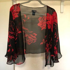 Black and red, sheer, bell sleeved jacket
